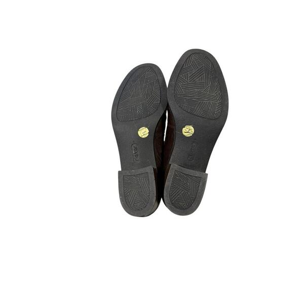 Rieker Antistress Brown Pleated Ruched Heeled Leather Comfort Loafers 5 - Picture 7 of 9